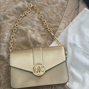 Michael Kors Gold Shoulder Bag with Chain Strap